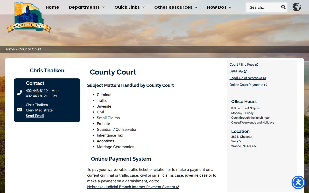 Saunders County criminal record County Court counter