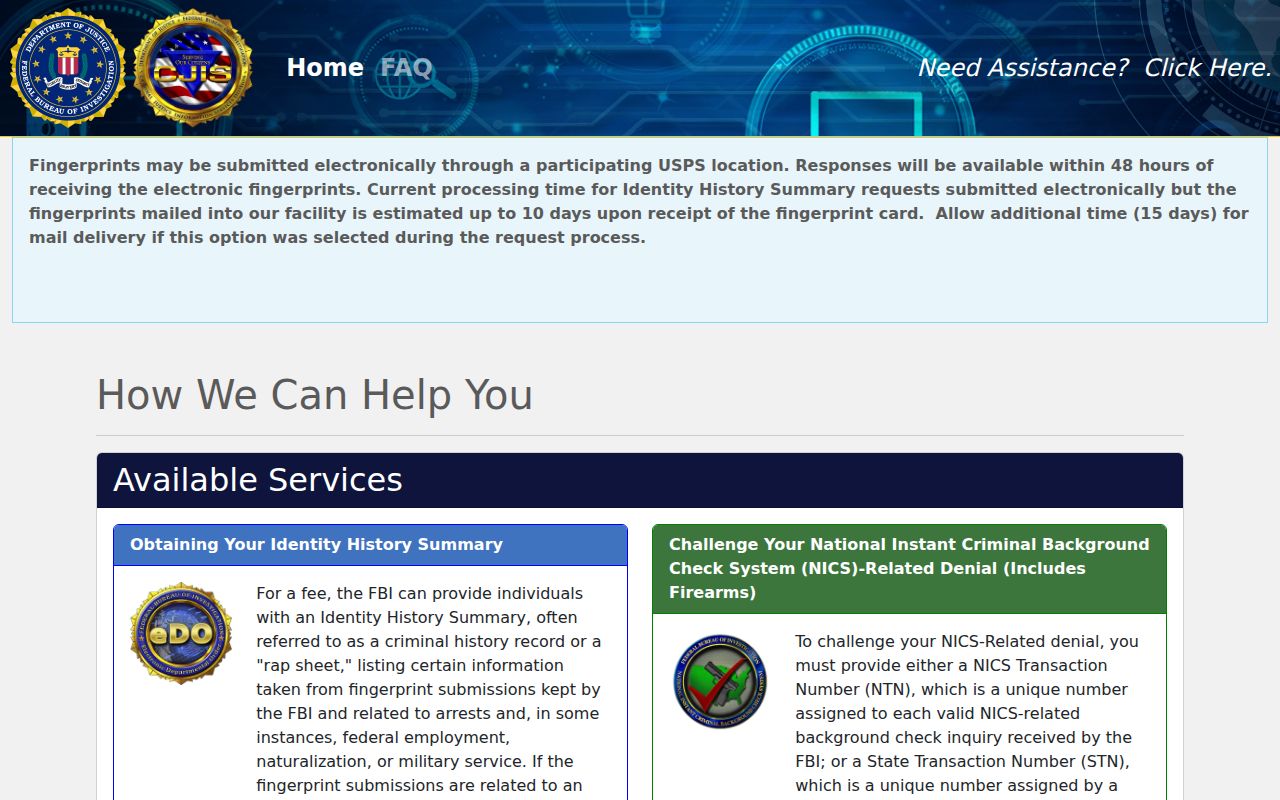 Federal self-review portal related to Saunders County criminal history records